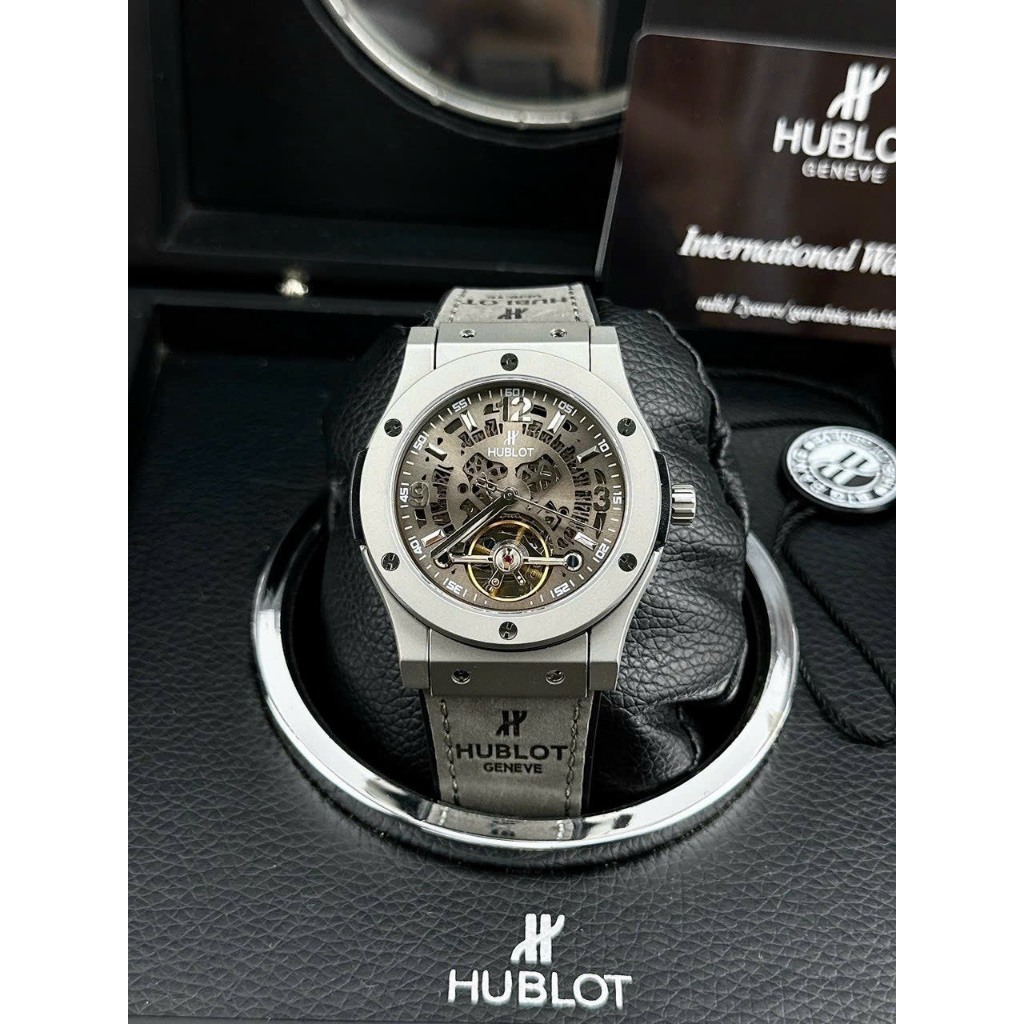 ĐỒNG HỒ NAM HUBLOT GENEVE GREY LỘ CƠ 2 MẶT  - AUTOMATIC- 42mm- DÂY DA LỘN Cao Cấp- BẢO HÀNH  24 thángg