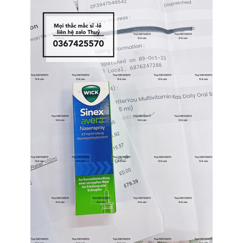 Xịt mũi lô hội Vicks - Wick Sinex Avera cho bé 0m+ , 6Y+ và người lớn