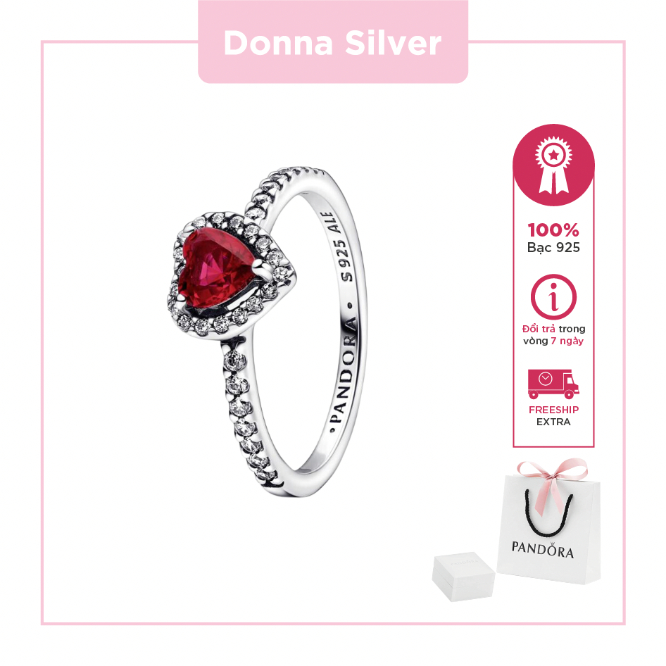 Nhẫn bạc 925 Pandora Elevated Heart Ring 8042 - Donna Silver
