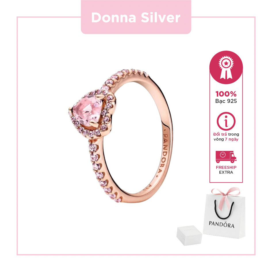Nhẫn bạc 925 Pandora Elevated Heart Ring 8042 - Donna Silver