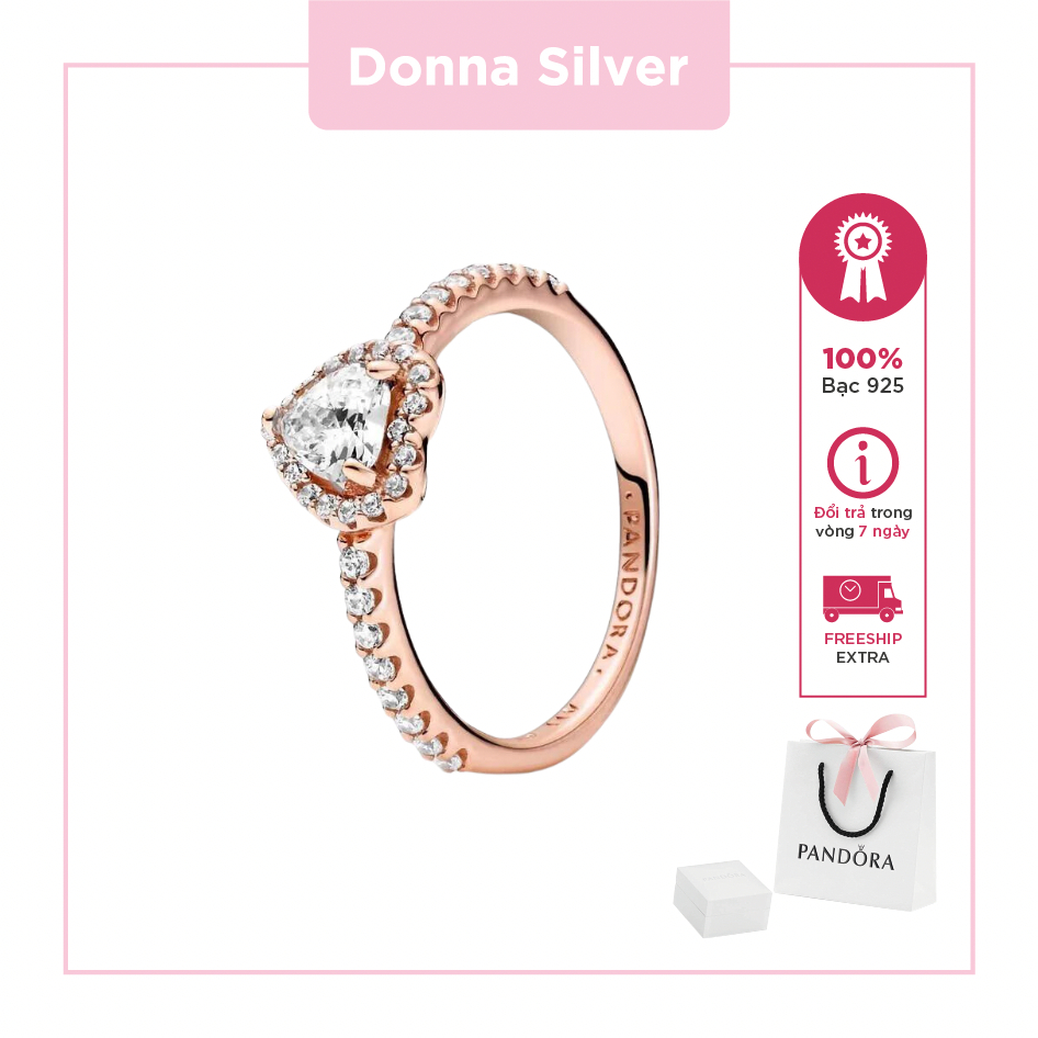 Nhẫn bạc 925 Pandora Elevated Heart Ring 8042 - Donna Silver
