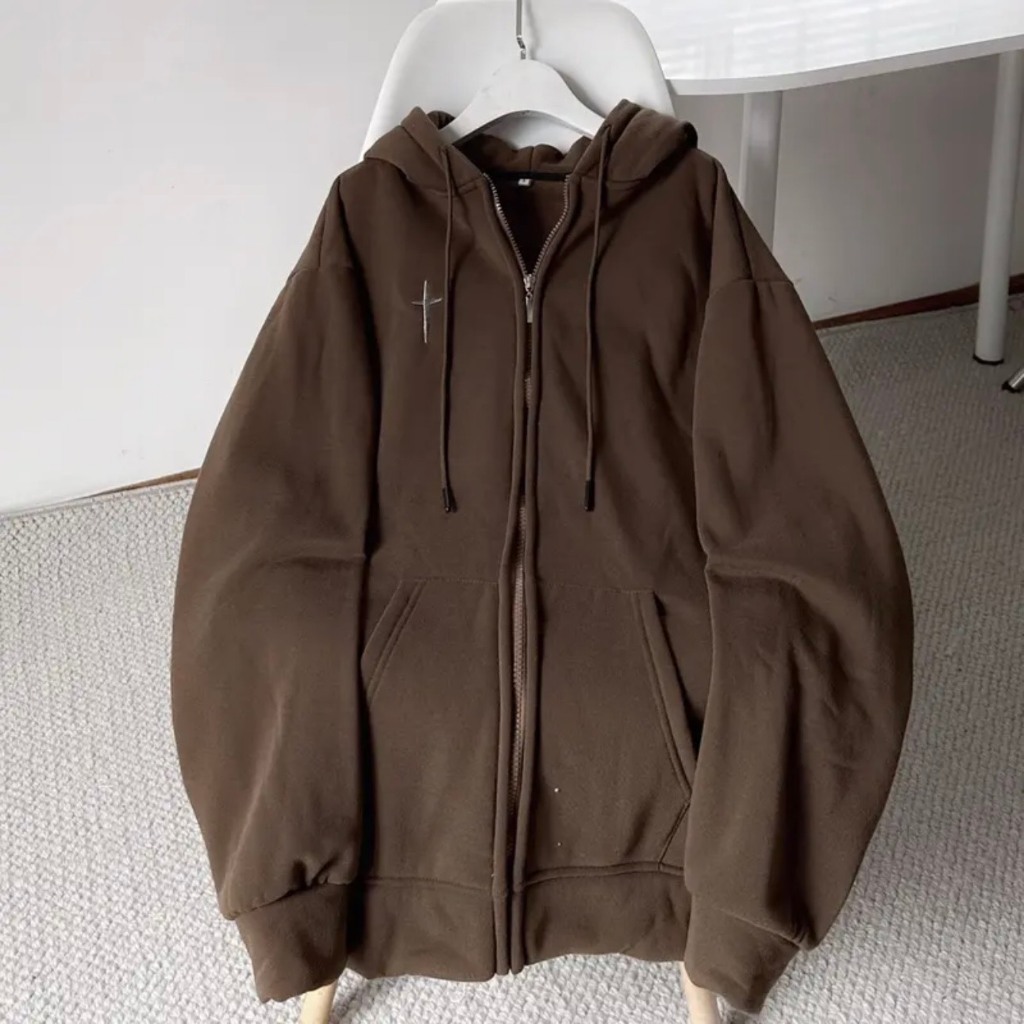 Áo Hoodie thêu chữ thập mũ to 2 lớp chất nỉ bông cao cấp nhiều màu form rộng nam nữ unisex