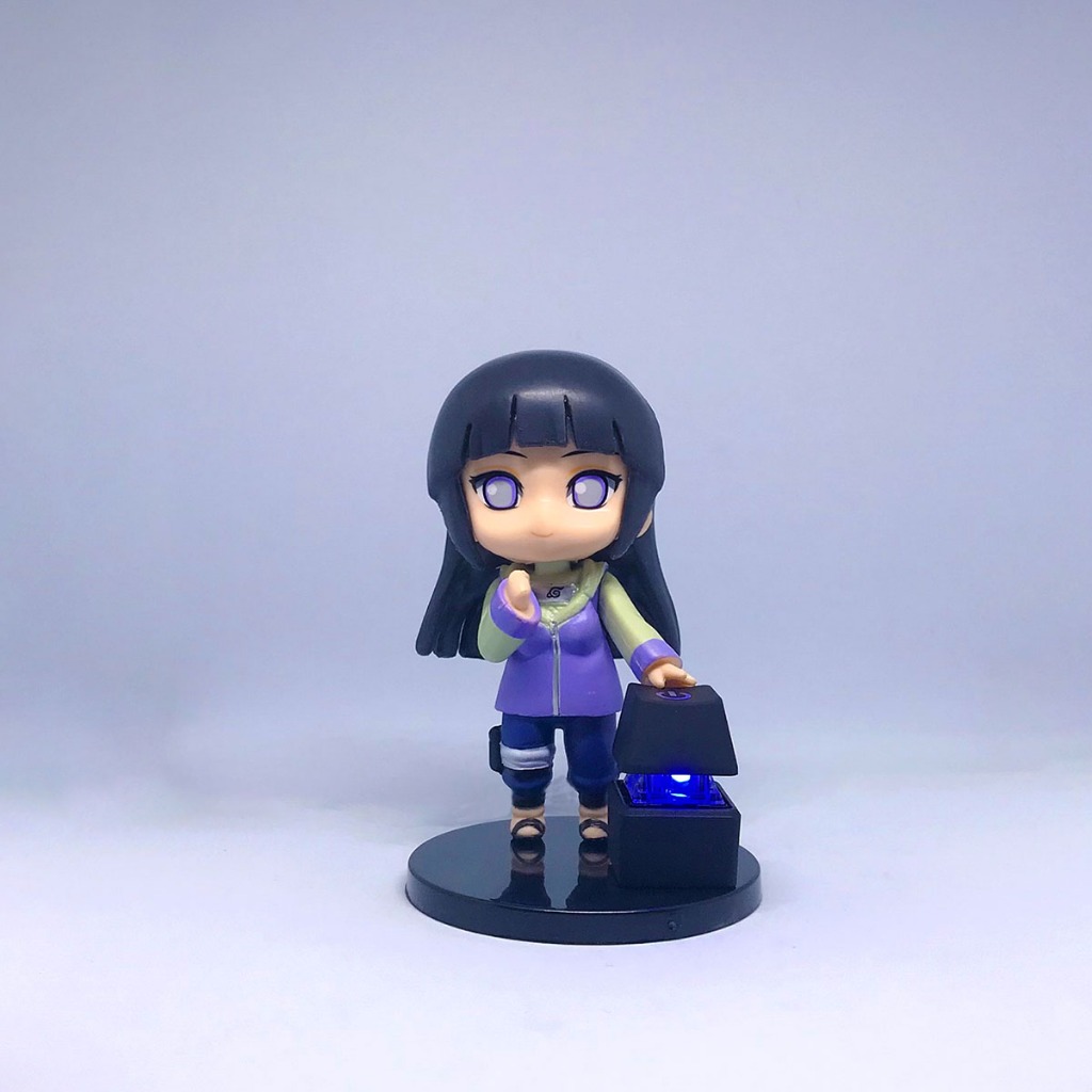 Nút bật nguồn máy tính đen decor với mô hình 10cm Naruto, OnePiece; công tắc blue switch dây nối dài 1.65m bật PC dễ hơn