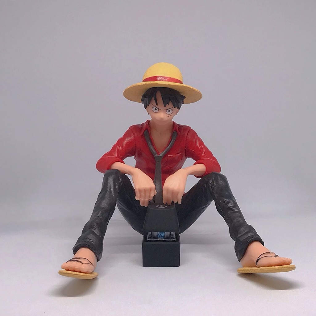 Nút bật nguồn máy tính đen decor với mô hình 10cm Naruto, OnePiece; công tắc blue switch dây nối dài 1.65m bật PC dễ hơn