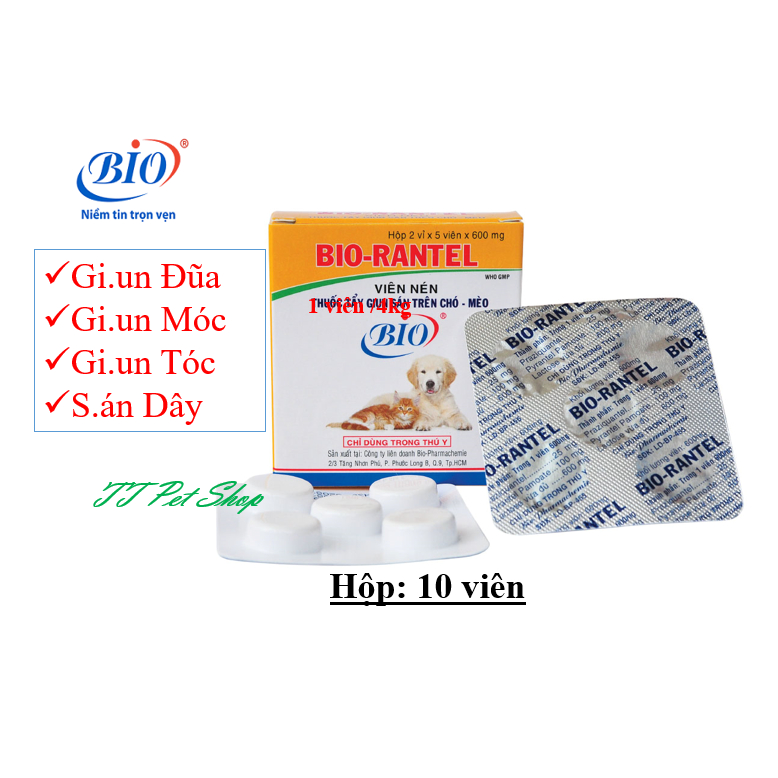 HỘP 10 VIEN BIO-RANTEL/ CHO CHÓ MÈO