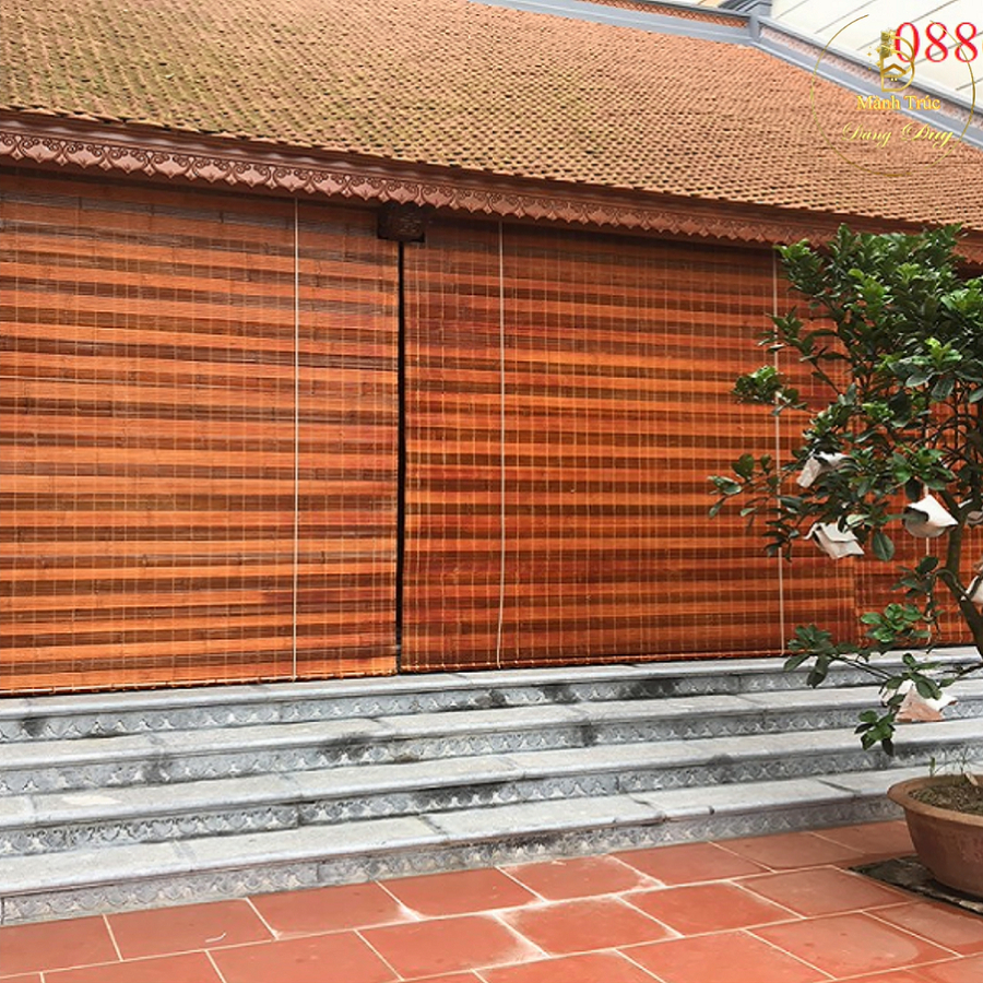 Mành Sáo Trúc Rộng 1m 1m20 1m25 Cao 2m Rèm Treo Ban Công Cửa Sổ Cửa Chính Có Dòng Dọc Dây Kéo