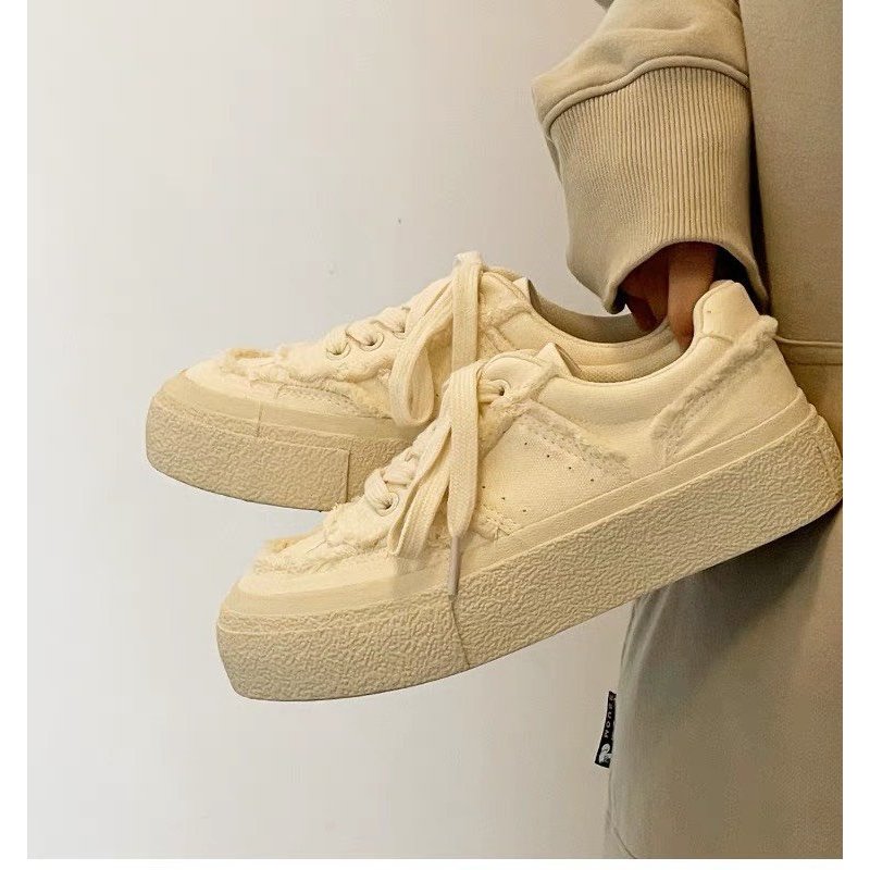 Giày nữ sneaker / Giày thể thao vải tua đế độn 5p tăng chiều cao siêu hot hit