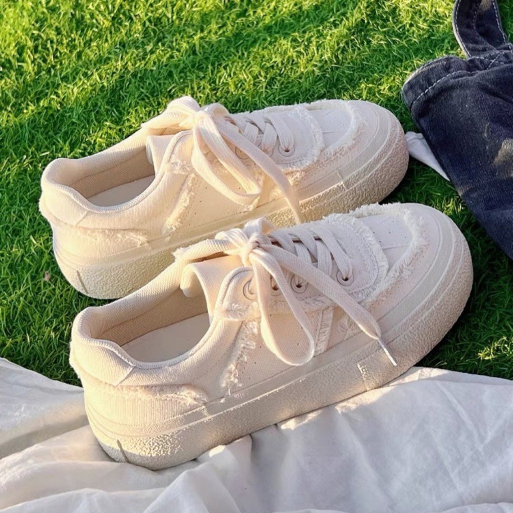 Giày nữ sneaker / Giày thể thao vải tua đế độn 5p tăng chiều cao siêu hot hit