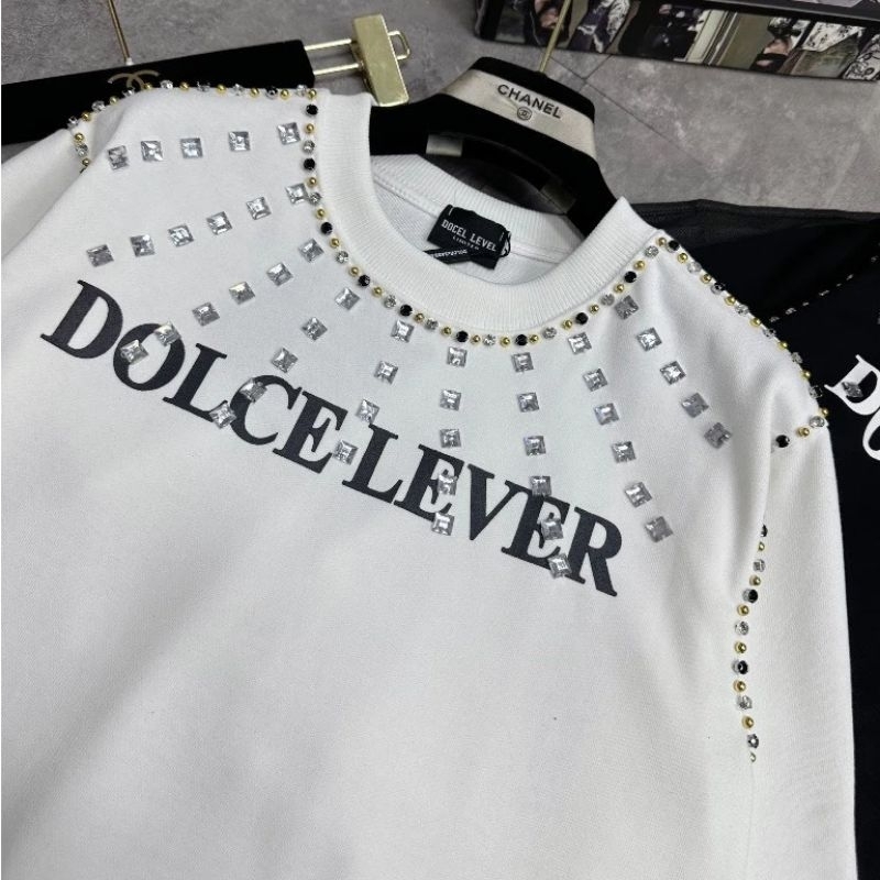 Áo Sweater Thun Dài Tay Đính Đá Cổ Tròn - Áo Phông Dài Tay Đinh Ghim