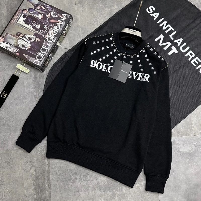 Áo Sweater Thun Dài Tay Đính Đá Cổ Tròn - Áo Phông Dài Tay Đinh Ghim
