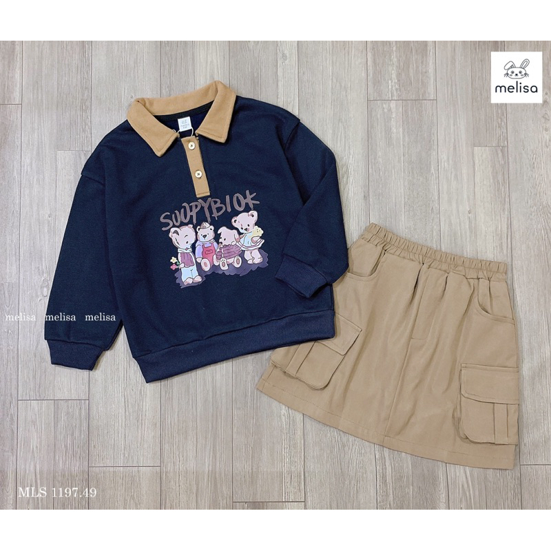 Set Melisa áo nỉ, chân váy kaki