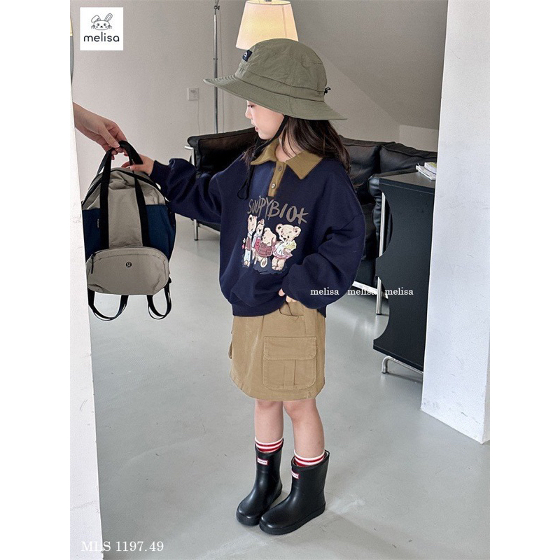 Set Melisa áo nỉ, chân váy kaki