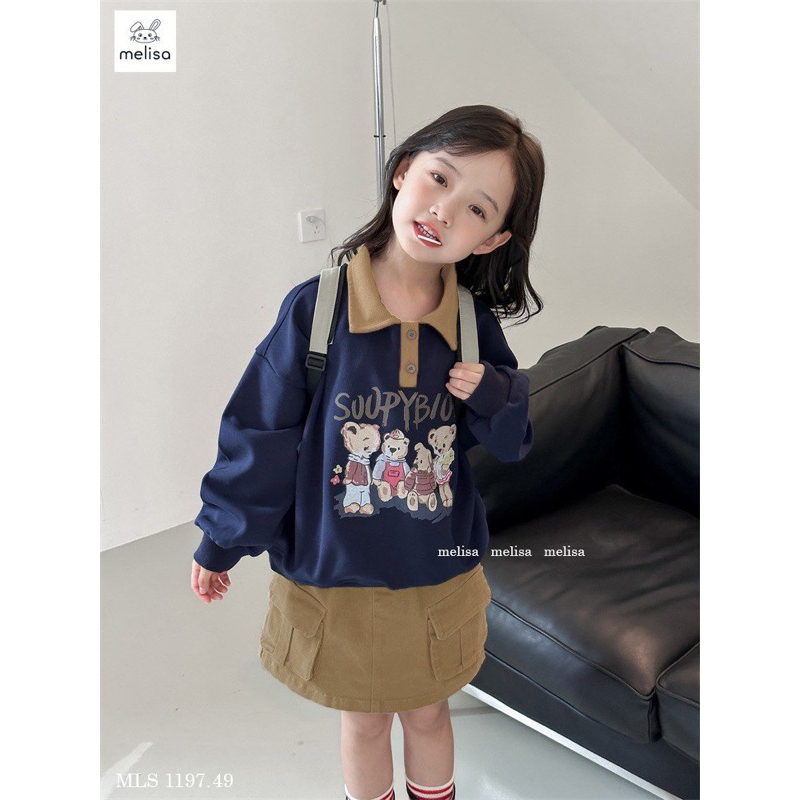 Set Melisa áo nỉ, chân váy kaki