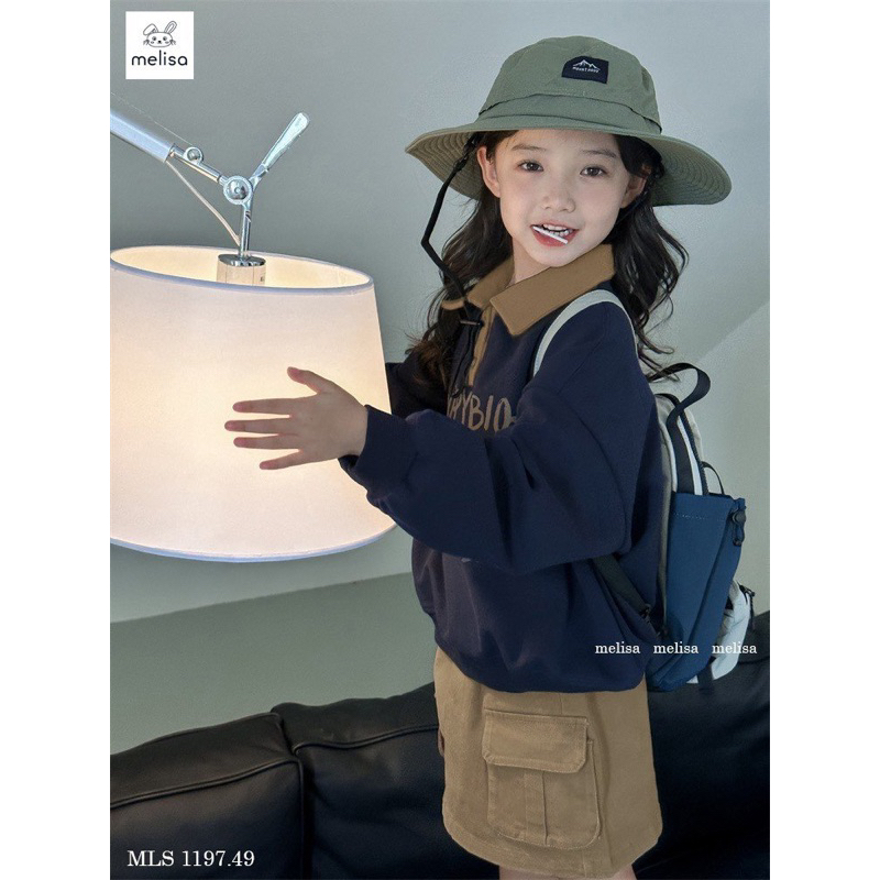 Set Melisa áo nỉ, chân váy kaki