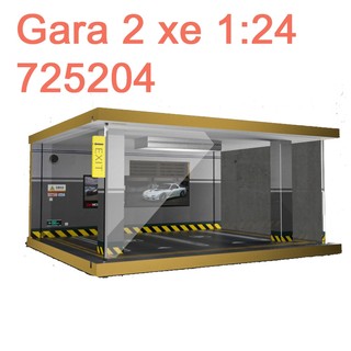 Mô hình gara xe đồ chơi ô tô tỉ lệ 1:24 để được 2 xe bằng gỗ có đèn chiếu sáng