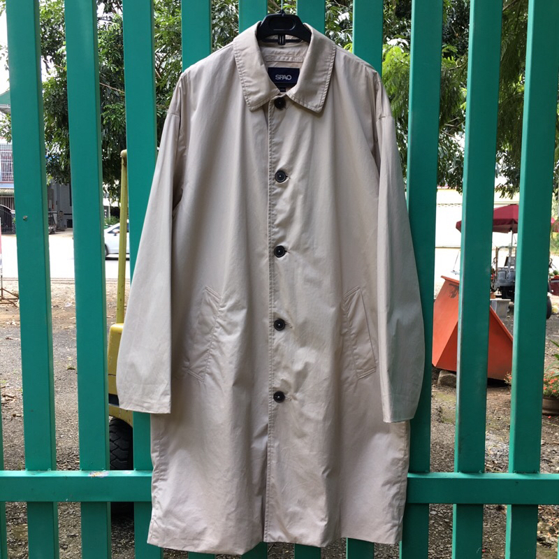 Khoác manto kaki nam HQ SPAO mens single-breasted trench coat