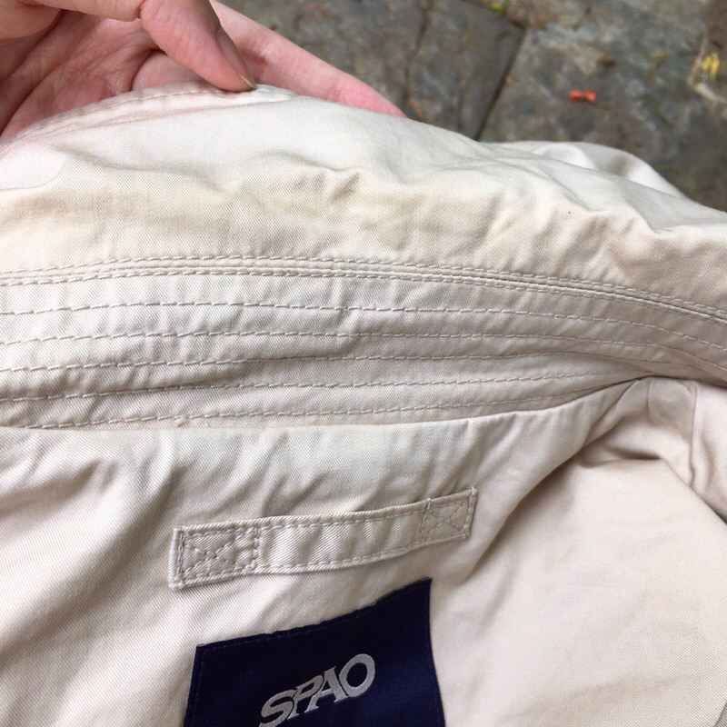 Khoác manto kaki nam HQ SPAO mens single-breasted trench coat