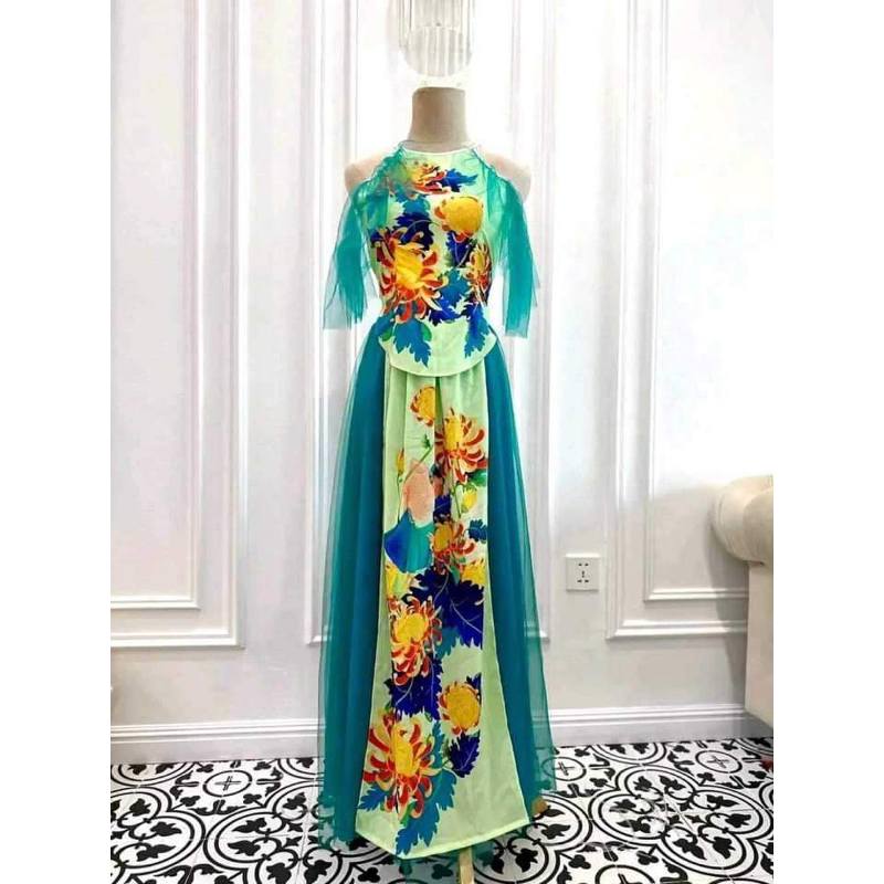 Yếm múa xanh liền thân siêu đẹp YM04