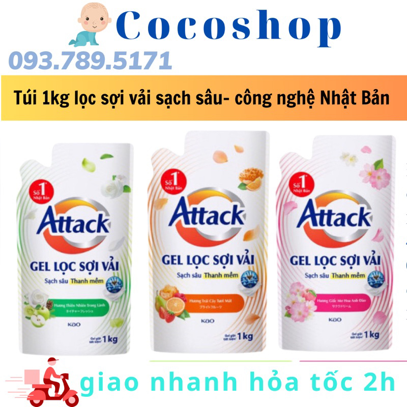 GEL GIẶT ATTACK HƯƠNG THIÊN NHIÊN TRONG LÀNH 1Kg