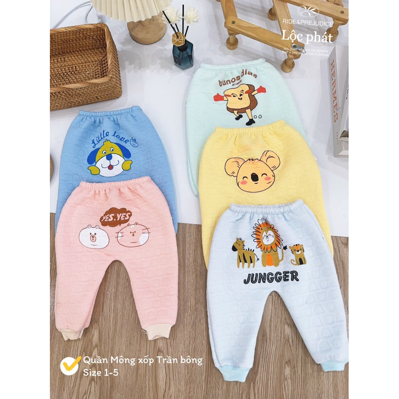 Quần nỉ xốp dày dặn mềm mại ấm áp cho bé