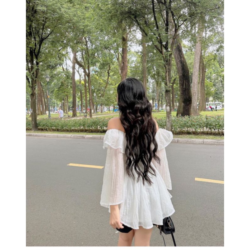 Sét Đũi Trễ Vai Kèm Quần Áo Có Dây Buộc Eo