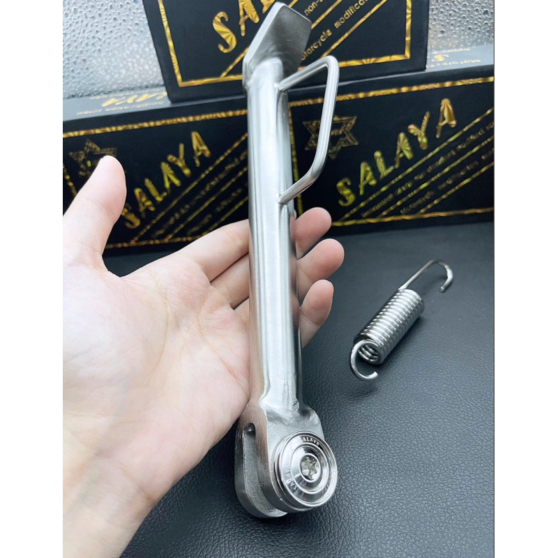Chân chống nghiêng inox 304 Salaya loại dày 3ly cứng chắc , sáng bóng dành cho các loại xe.