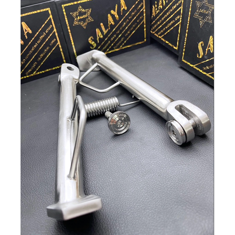 Chân chống nghiêng inox 304 Salaya loại dày 3ly cứng chắc , sáng bóng dành cho các loại xe.