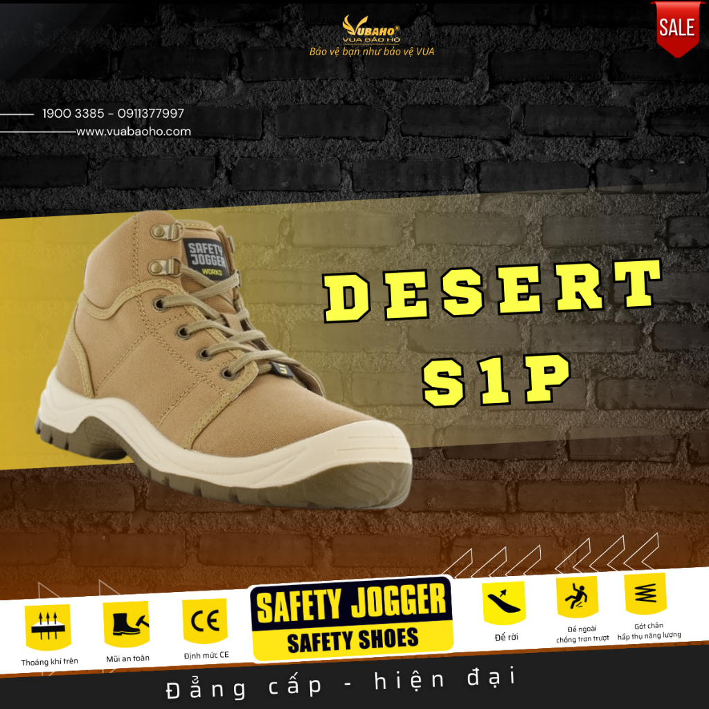 Giày bảo hộ lao động nam, GIÀY THỂ THAO Safety Jogger Desert S1P cao cổ, chống đinh, màu sắc trẻ trung