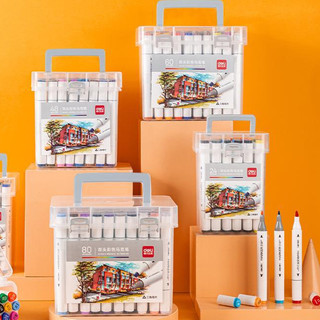 Hộp bút dạ deli 70803 cao cấp maker bút đánh dấu 2 đầu có 48 màu 60 màu 80 màu