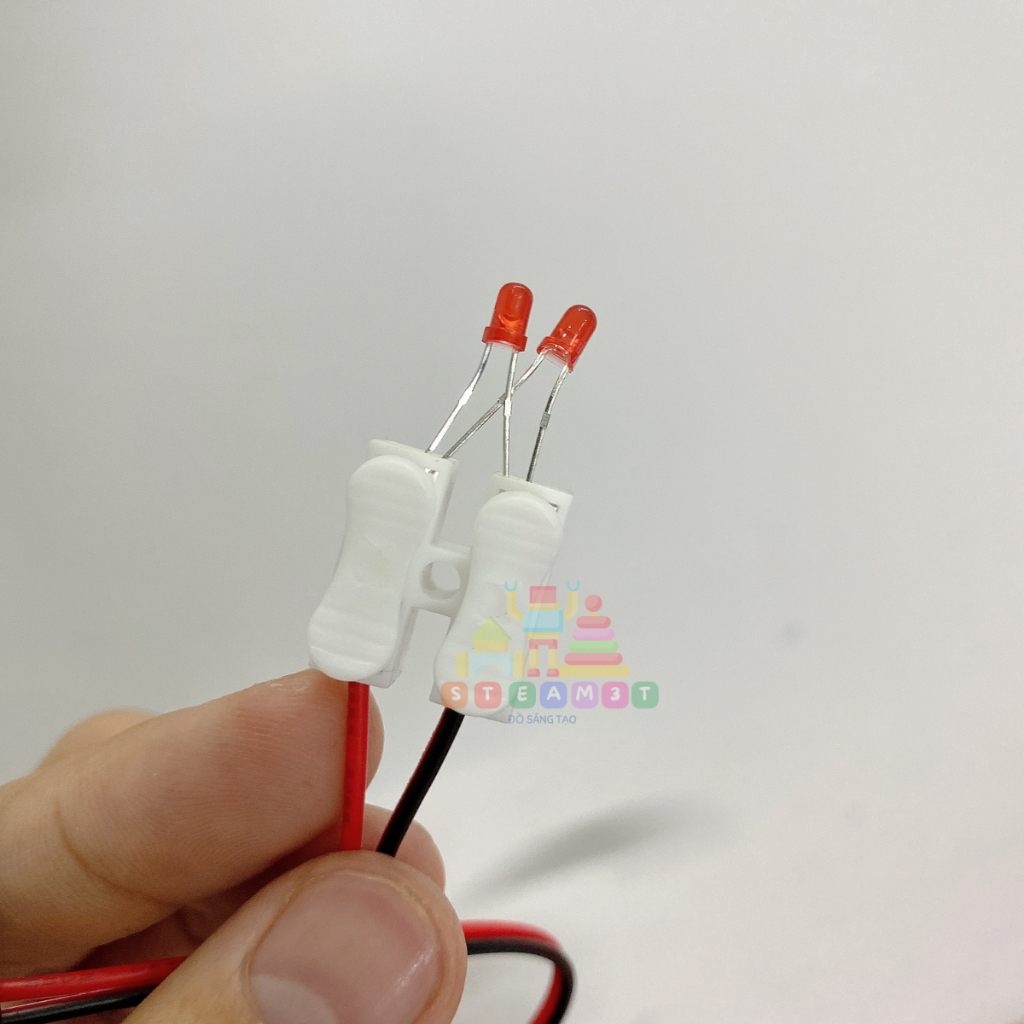 Bộ pin mặt trời sáng 2 LED đã hàn sẵn dây - dùng học tập STEAM - thí nghiệm - LK0024