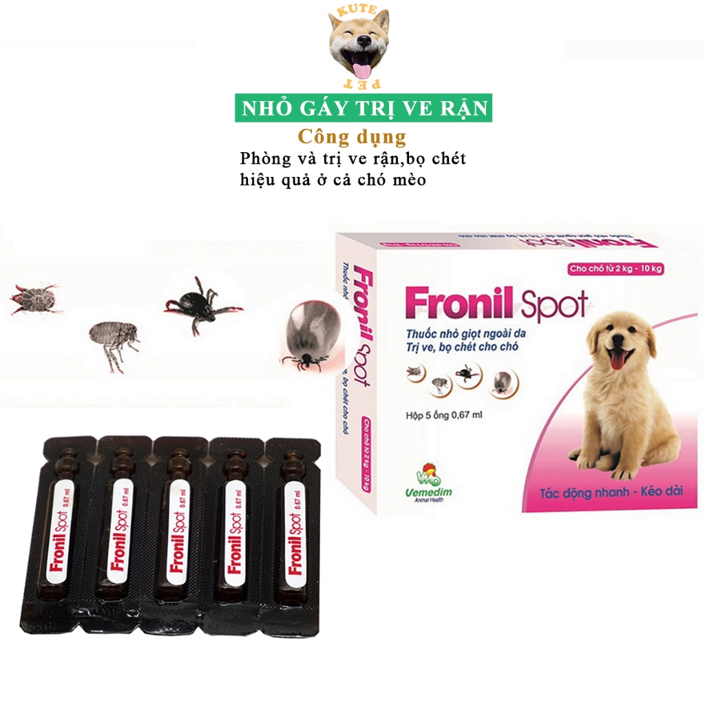 Nhỏ Gáy Fronil Spot Rận Bọ Chét , Ve cho chó mèo ống 0.67 ml