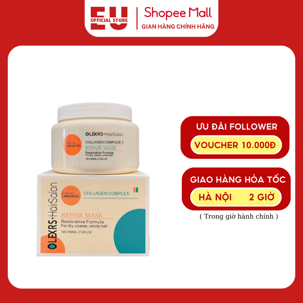 Kem Ủ Phục Hồi Tóc, Chống Gãy Rụng Olexrs Collagen Anh 500ml