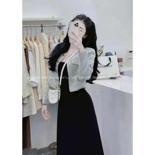 Sét Váy Đầm Hai Dây Dáng Xòe Dài Kèm Khoác Lennin Cao Cấp Thời Trang Nữ Đi Chơi Đi Làm Đi Tiệc Sang Chảnh