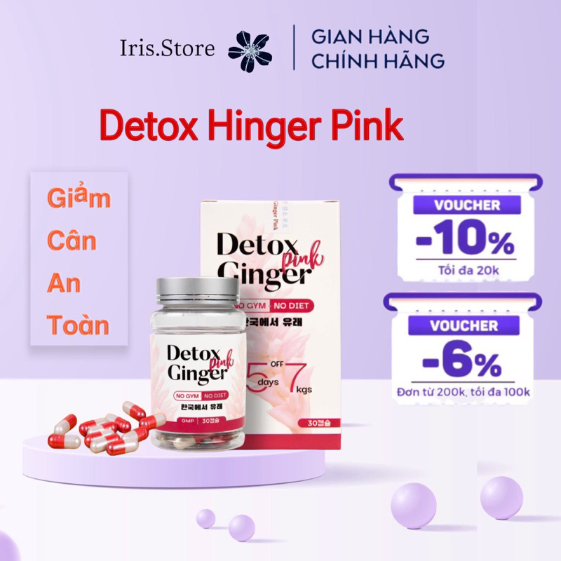 Giảm cân Gừng Detox Ginger Pink Chính Hãng /hộp 30 viên - Giảm 3-6kg