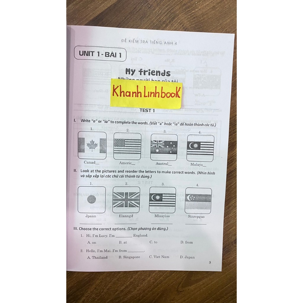 Sách - Đề Kiểm Tra Tiếng Anh Lớp 4 Theo Chương Trình SGK Mới