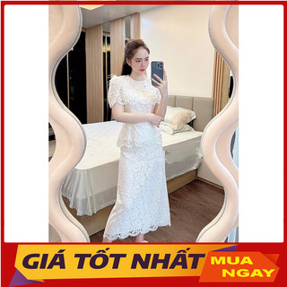 Set Áo Ren Mix Chân Váy Chữ A Xuông Dài Dự Tiệc V5068 - Yamy888