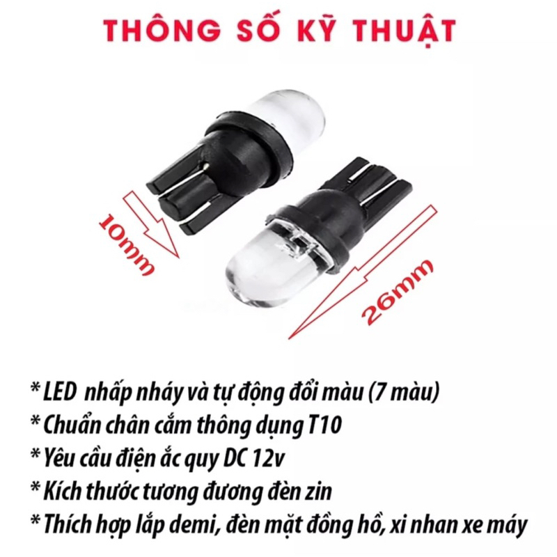 Đèn led Demi xinhan chân T10 nháy 7 màu