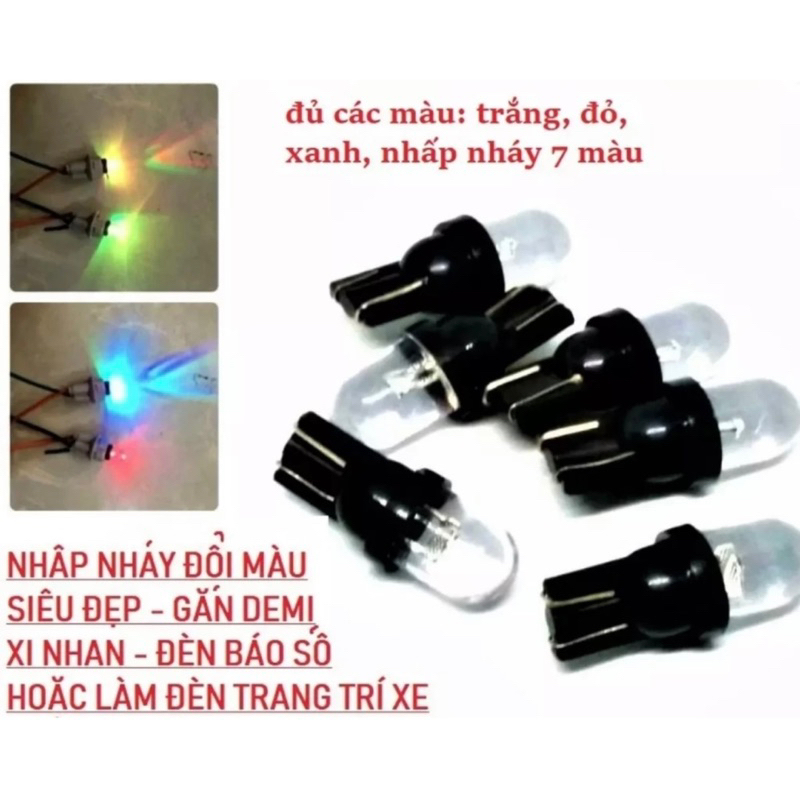 Đèn led Demi xinhan chân T10 nháy 7 màu