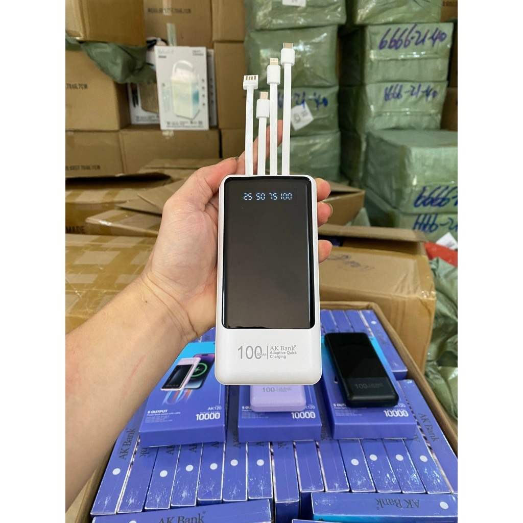 Sạc dự phòng tích hợp pin sạc kèm đèn với sạc 3 đầu AK120 và AK121