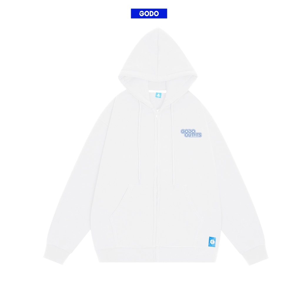 Áo Hoodie Zip Localbrand GODO khoá kéo Mini Logo - White