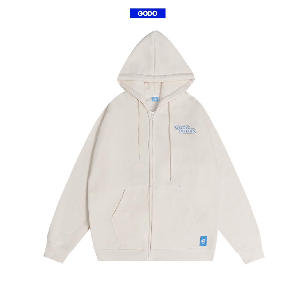 Áo Hoodie Zip Localbrand GODO khoá kéo Mini Logo - Cream