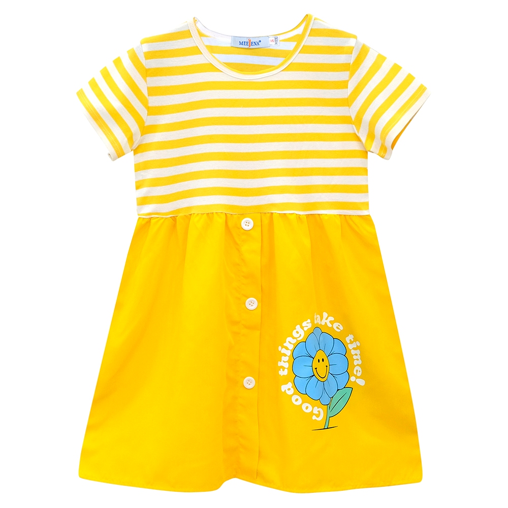 Đầm Bé Gái Tay Ngắn Vải Sọc 14-39 kg MEEJENA - 100% Cotton - 3079