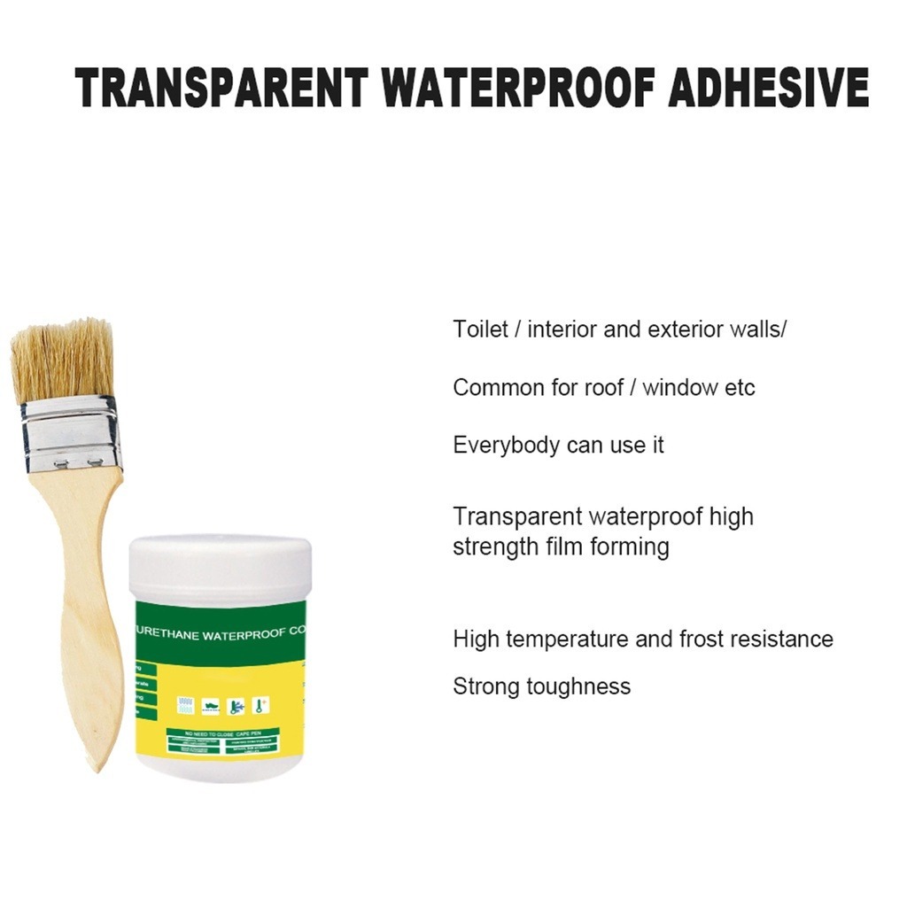 MONQIQI Keo chống thấm nước trong suốt kèm bàn chải chuyên dụng dành cho nhà vệ sinh lọ 500 gram