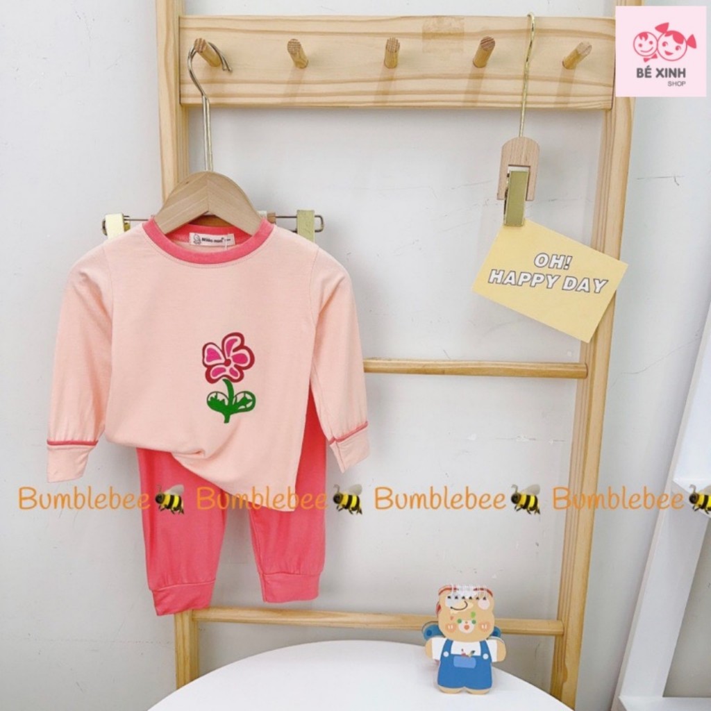 Set Đồ Bộ Thun Lạnh Cho Trẻ Em Bé Trai Bé Gái 8-18kg  Bộ Quần Áo Thu Đông Dài Tay Cho Bé Trai Gái BỘ VÀNG VIỀN