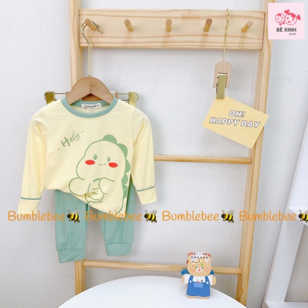 Set Đồ Bộ Thun Lạnh Cho Trẻ Em Bé Trai Bé Gái 8-18kg  Bộ Quần Áo Thu Đông Dài Tay Cho Bé Trai Gái BỘ VÀNG VIỀN