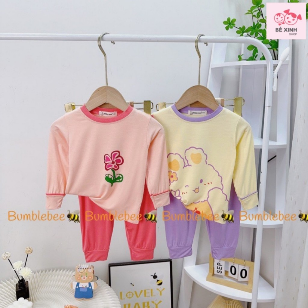 Set Đồ Bộ Thun Lạnh Cho Trẻ Em Bé Trai Bé Gái 8-18kg  Bộ Quần Áo Thu Đông Dài Tay Cho Bé Trai Gái BỘ VÀNG VIỀN