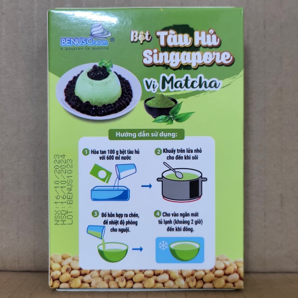 BỘT TÀU HỦ SINGAPORE VỊ MATCHA BENUSCREAM  Matcha Tofu Pudding Powder