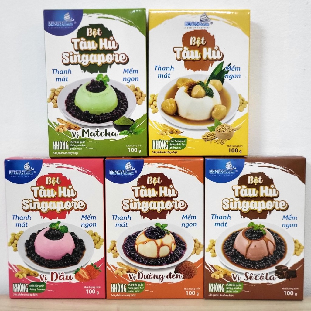 BỘT TÀU HỦ SINGAPORE VỊ MATCHA BENUSCREAM  Matcha Tofu Pudding Powder