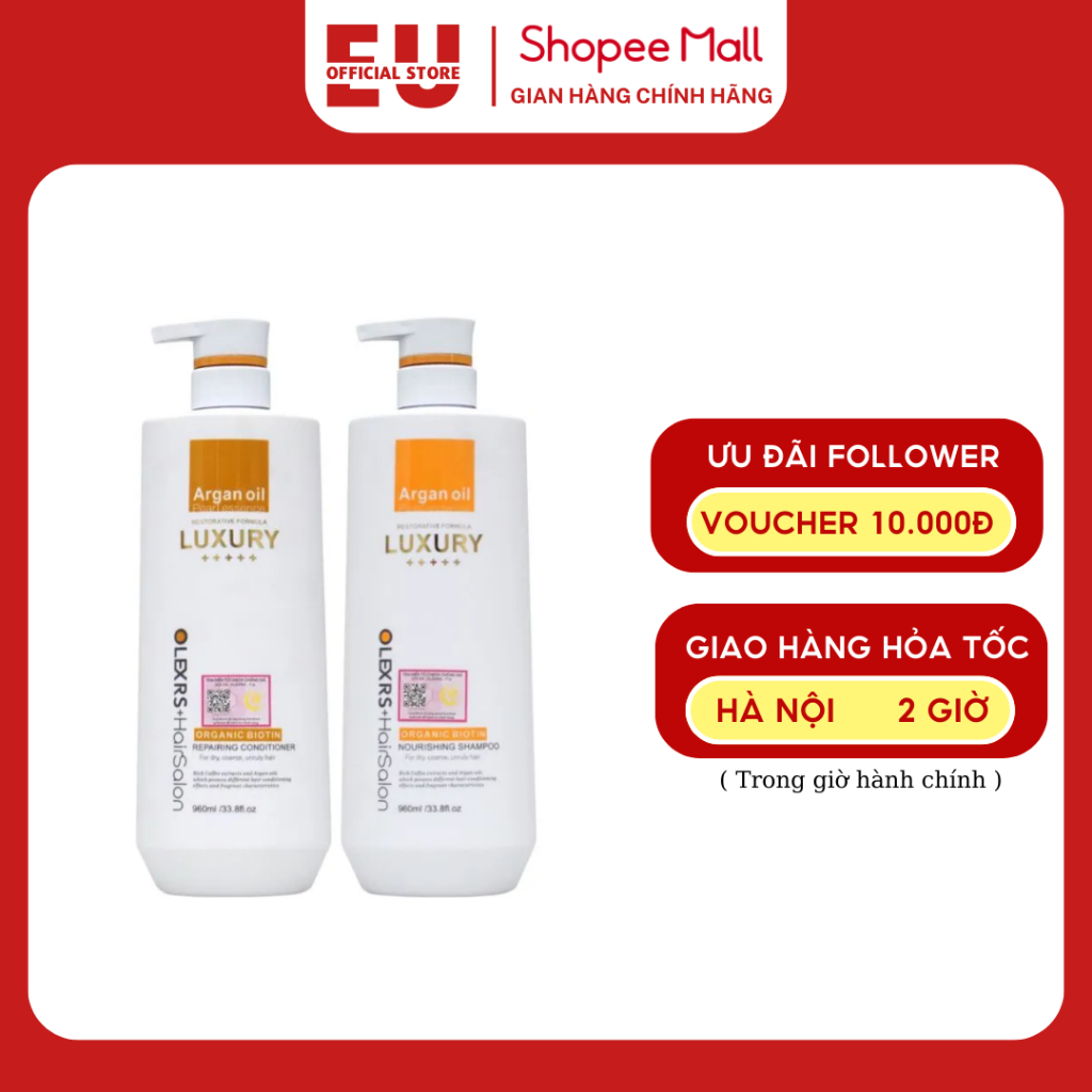 Cặp Dầu Gội Xả Phục Hồi, Chống Rụng Tóc Olexrs Hair Salon Luxury 960ml