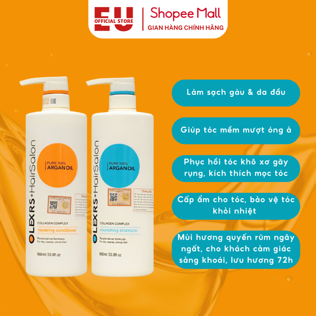 Cặp Dầu Gội Xả Olexrs Argan Oil Collagen Hair Salon Chính Hãng